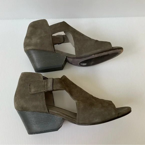 Eileen Fisher Iris Women’s Size 9 Gray Pewter Suede Open Toe Sandals Comfort - Picture 5 of 13